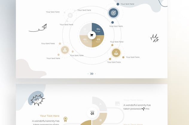 涂鸦风格圆圈时间轴信息图形keynote模板 - 顶尖PPT