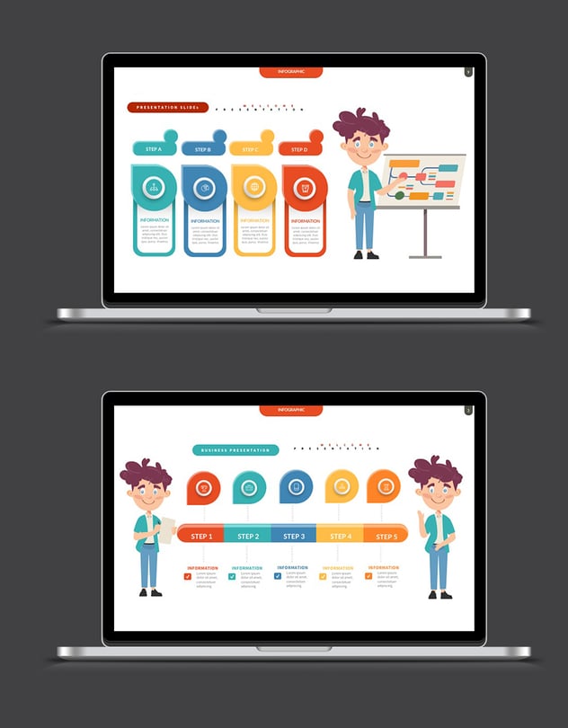 创意图形卡通人物插画PPT模板 - 顶尖PPT