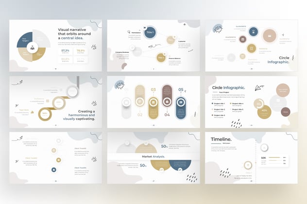 涂鸦风格圆圈时间轴信息图形keynote模板 - 顶尖PPT