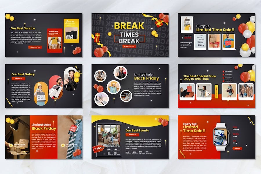 黑五促销购物节营销活动方案PPT模板 - 顶尖PPT