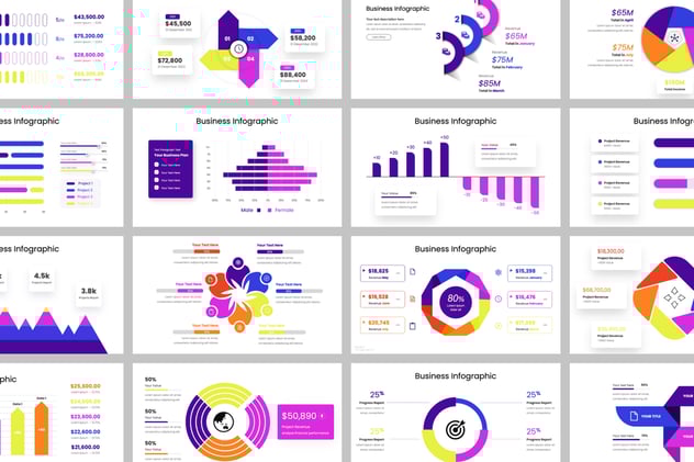彩色商业对比关系逻辑图形keynote模板 - 顶尖PPT