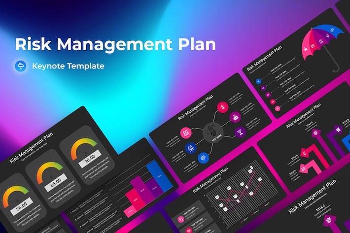 风险管理计划深色主题Keynote模板 - 顶尖PPT