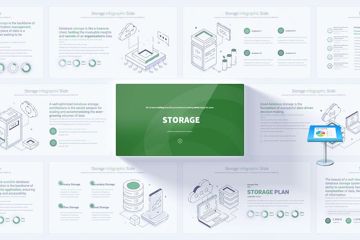 数据存储云服务器概念插画图形keynote模板 - 顶尖PPT