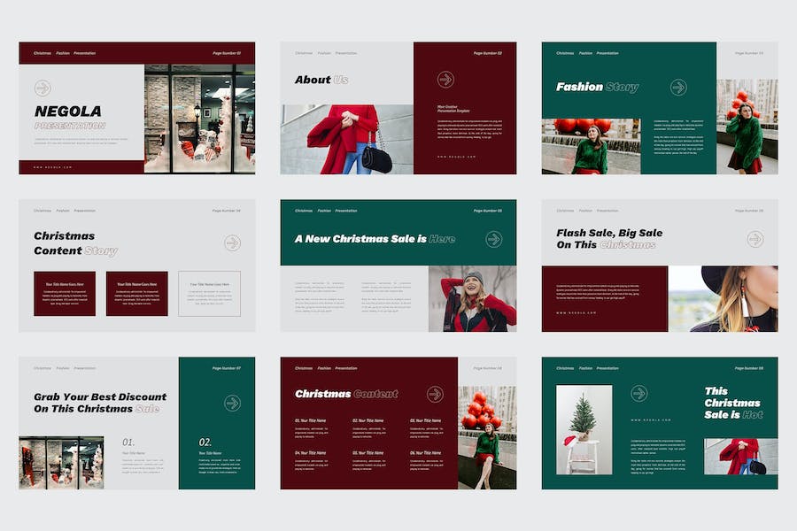 简约时尚圣诞节时尚主题keynote模板 - 顶尖PPT