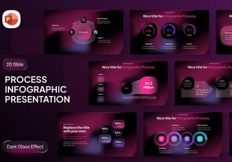 黑色底透明玻璃质感流程步骤图形PPT模板 - 顶尖PPT