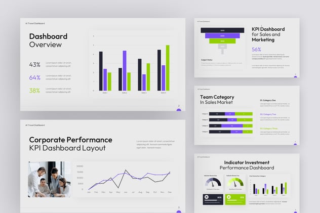 KPI数据仪表盘图形PPT模板 - 顶尖PPT