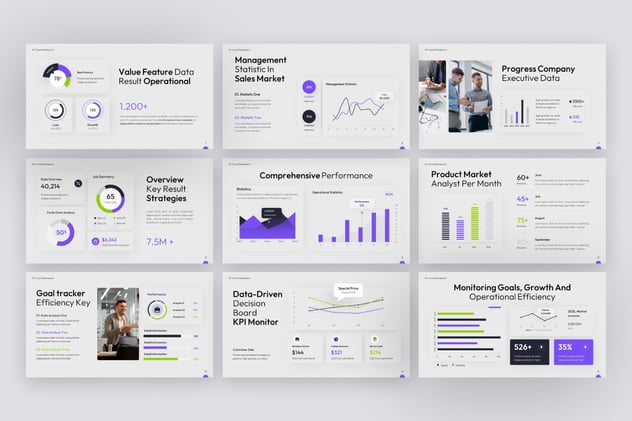 KPI数据仪表盘图形PPT模板 - 顶尖PPT