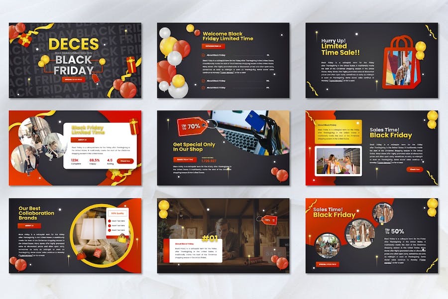 黑五促销购物节营销活动方案PPT模板 - 顶尖PPT