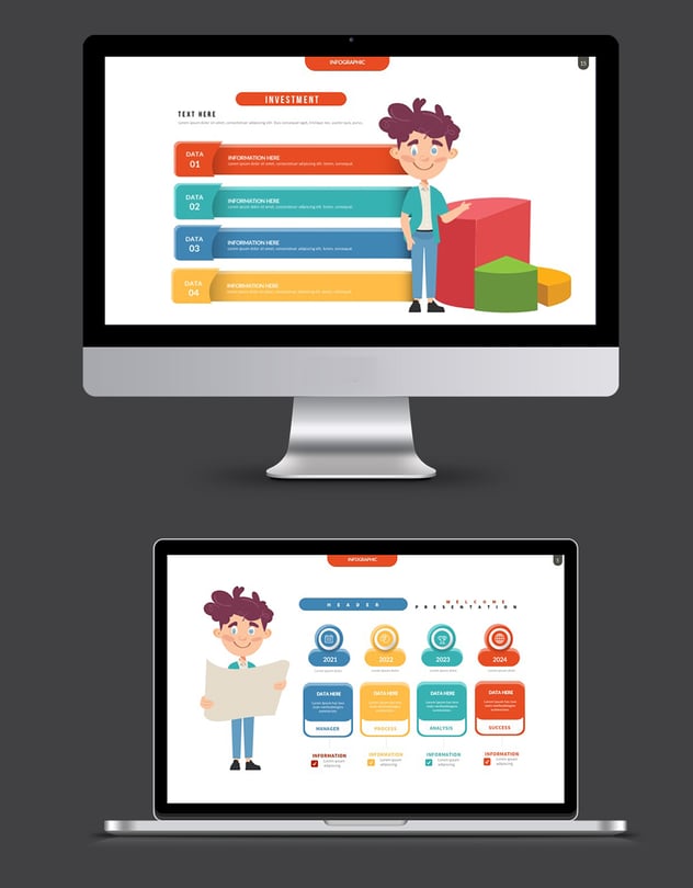 创意图形卡通人物插画PPT模板 - 顶尖PPT