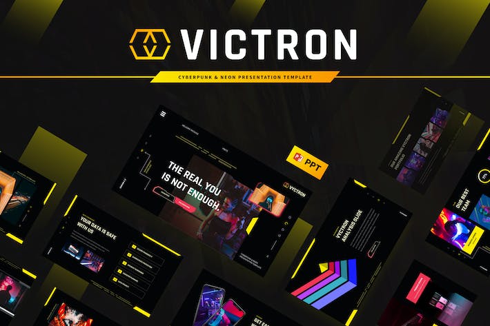 赛伯朋克霓虹灯风格PPT模板 - 顶尖PPT