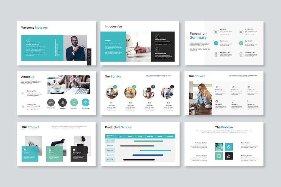 扁平化商务公司团队展示总结计划PPT模板 - 顶尖PPT