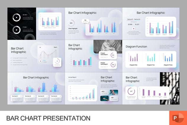 条形图数据统计展示PPT模板 - 顶尖PPT