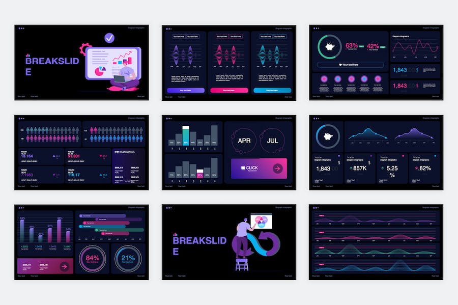 KPI关键绩效指标数据可视化仪表板PPT模板 - 顶尖PPT