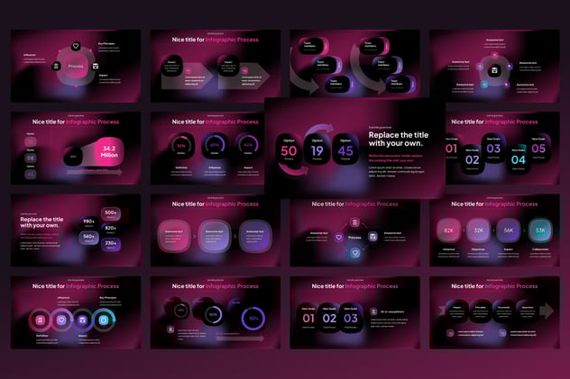 黑色底透明玻璃质感流程步骤图形PPT模板 - 顶尖PPT