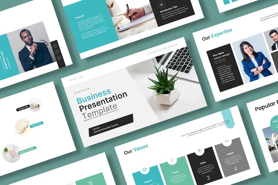 扁平化商务公司团队展示总结计划PPT模板 - 顶尖PPT