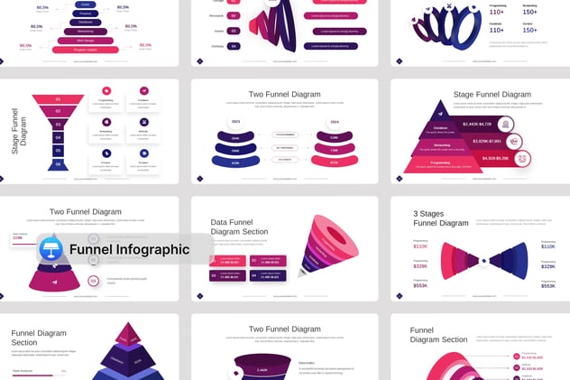 彩色漏斗信息图形keynote模板 - 顶尖PPT