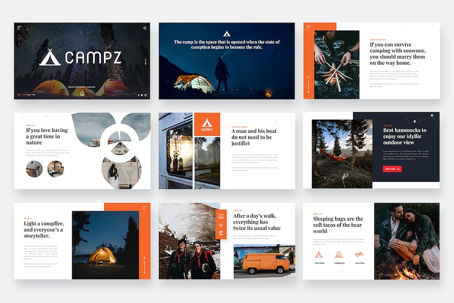 露营房车旅行休闲介绍PPT模板 - 顶尖PPT