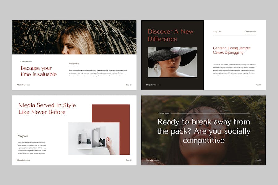 时尚优雅品牌推广展示Keynote模板 - 顶尖PPT