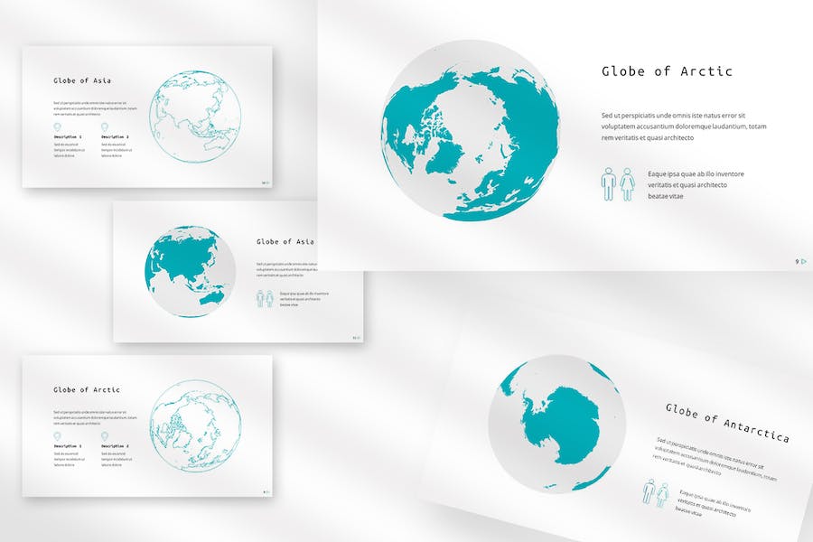 圆球状世界地图PPT模板 - 顶尖PPT