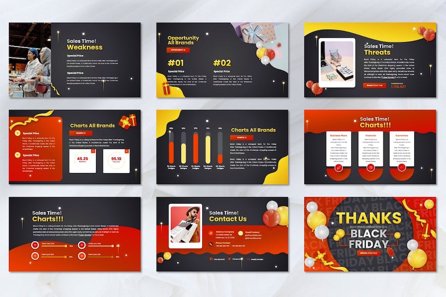 黑五促销购物节营销活动方案PPT模板 - 顶尖PPT