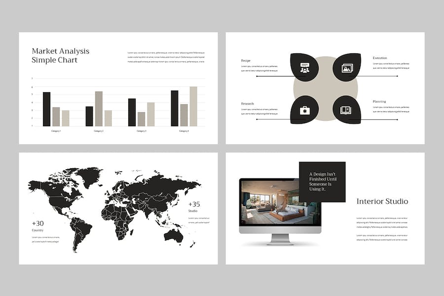 极简主义黑白风格商务PPT模板 - 顶尖PPT