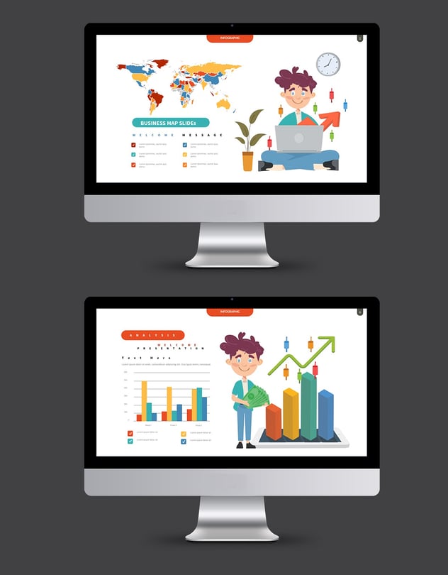 创意图形卡通人物插画PPT模板 - 顶尖PPT