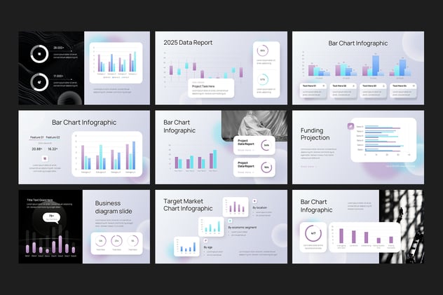 条形图数据统计展示PPT模板 - 顶尖PPT