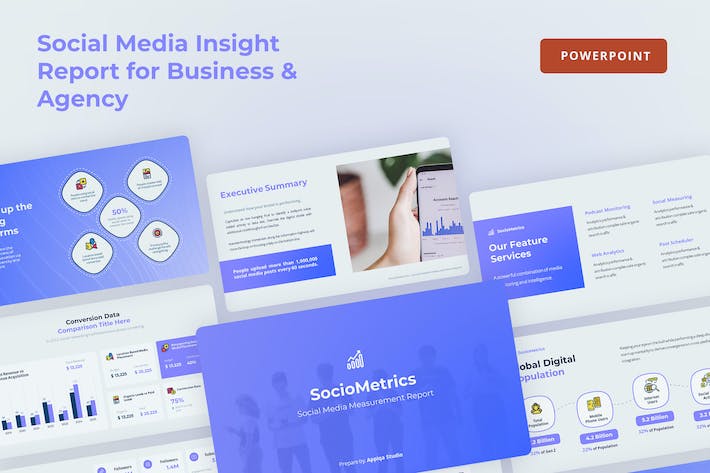 社交媒体洞察数据分析报告PPT模板 - 顶尖PPT