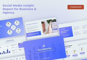 社交媒体洞察数据分析报告PPT模板 - 顶尖PPT