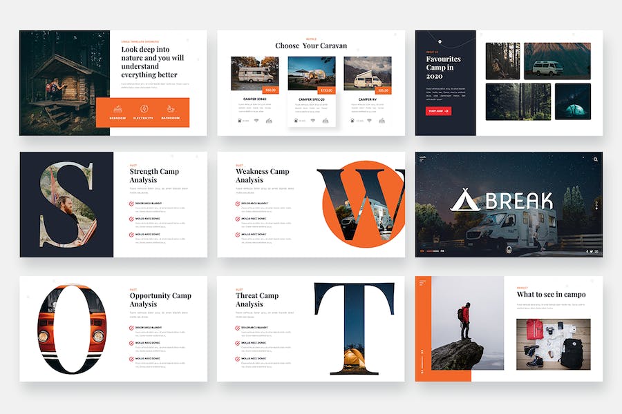 露营房车旅行休闲介绍PPT模板 - 顶尖PPT