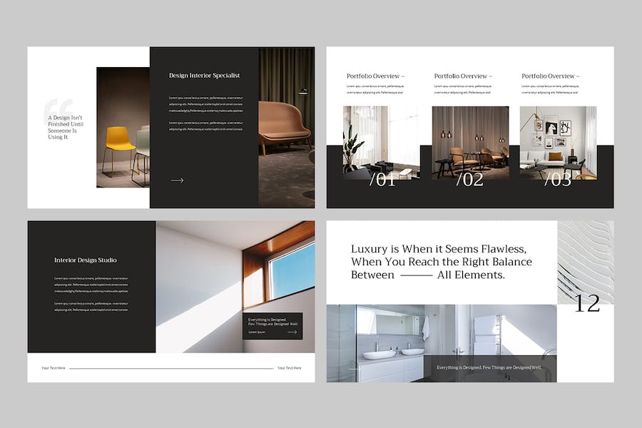 极简主义黑白风格商务PPT模板 - 顶尖PPT