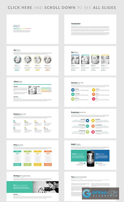扁平化简约风格KILO风格PPT模板 - 顶尖PPT