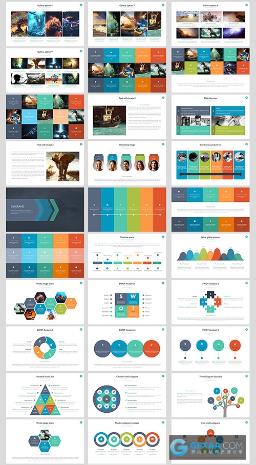 多种色彩搭配图形图表PPT模板 - 顶尖PPT