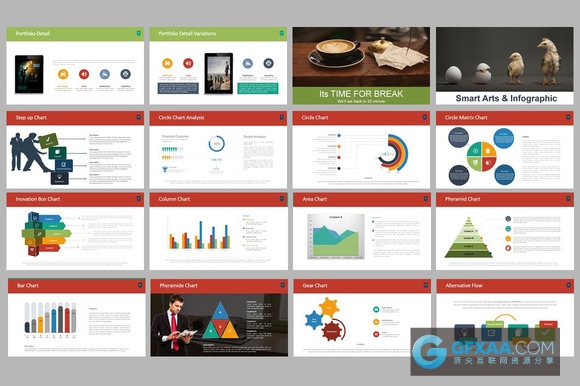 文艺配色简约优雅商务风格PPT模板 - 顶尖PPT