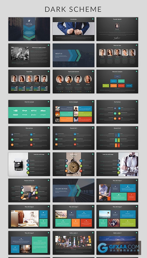 多种色彩搭配图形图表PPT模板 - 顶尖PPT