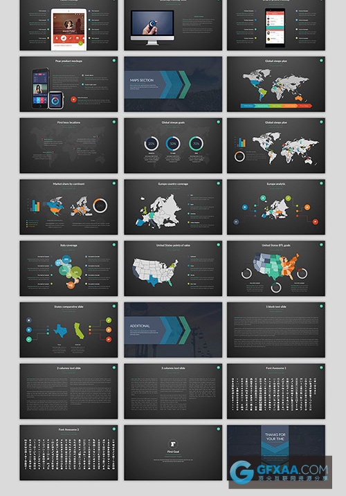 多种色彩搭配图形图表PPT模板 - 顶尖PPT
