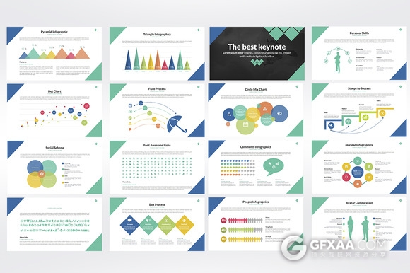 66页精美动画交互效果商务Keynote模板 - 顶尖PPT