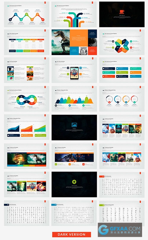 简约多色图形图标全动画Keynote模板 - 顶尖PPT