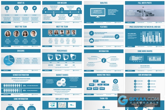 蓝色商务汇报总结计划PPT模板团队人员介绍 - 顶尖PPT