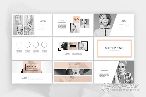 60多页简约时尚杂志风格PPT模板 - 顶尖PPT