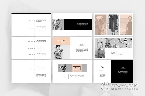 60多页简约时尚杂志风格PPT模板 - 顶尖PPT