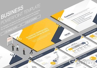 4:3扁平化图形图标商务通用PPT模板 - 顶尖PPT