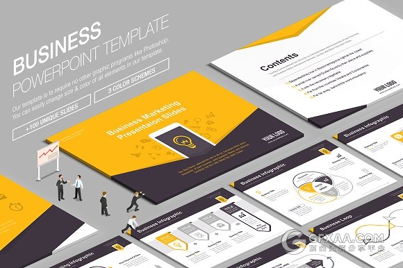 企业通用扁平化图形PPT模板 - 顶尖PPT