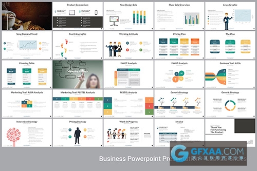 100页商务多色系图形图标PPT模板 - 顶尖PPT