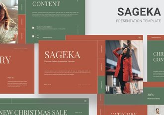 时尚复古风格红绿配色圣诞节主题PPT模板 - 顶尖PPT