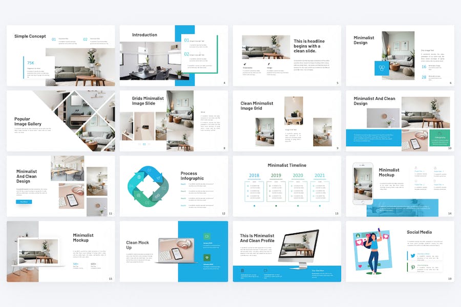 极简主义室内装修设计环保主题PPT模板 - 顶尖PPT