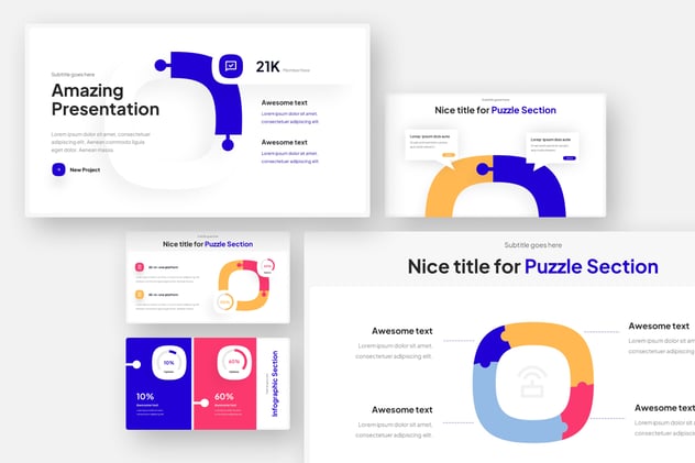拼图创意展示信息图形Keynote模板 - 顶尖PPT