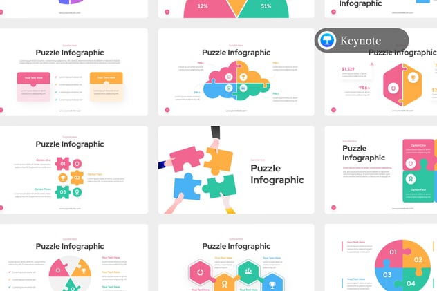 积木拼合信息图形keynote模板 - 顶尖PPT