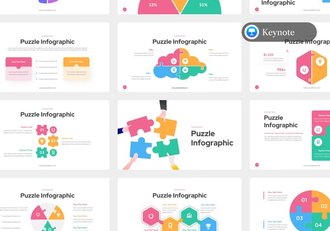 积木拼合信息图形keynote模板 - 顶尖PPT