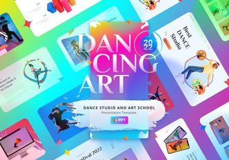 舞蹈艺术工作室培训机构PPT模板 - 顶尖PPT